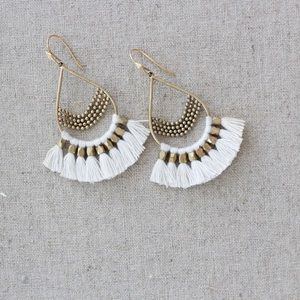 White & Gold statement earrings